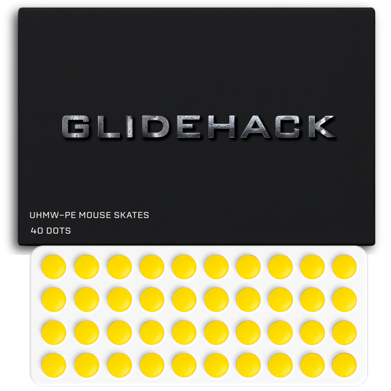 GLIDEHACK™ Mouse Skates | 40 Dots — Yellow | UHMW - PE