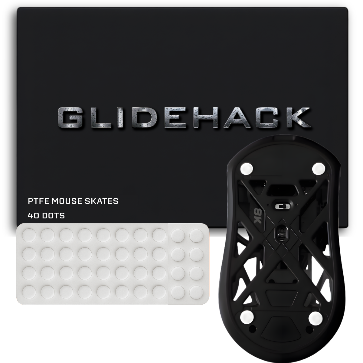GLIDEHACK™ Mouse Skates | 40 Dots — White | PTFE