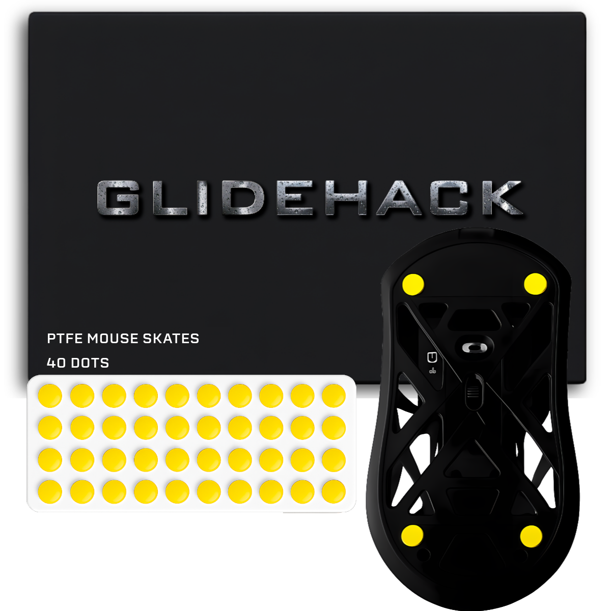 GLIDEHACK™ Mouse Skates | 40 Dots — Yellow | PTFE