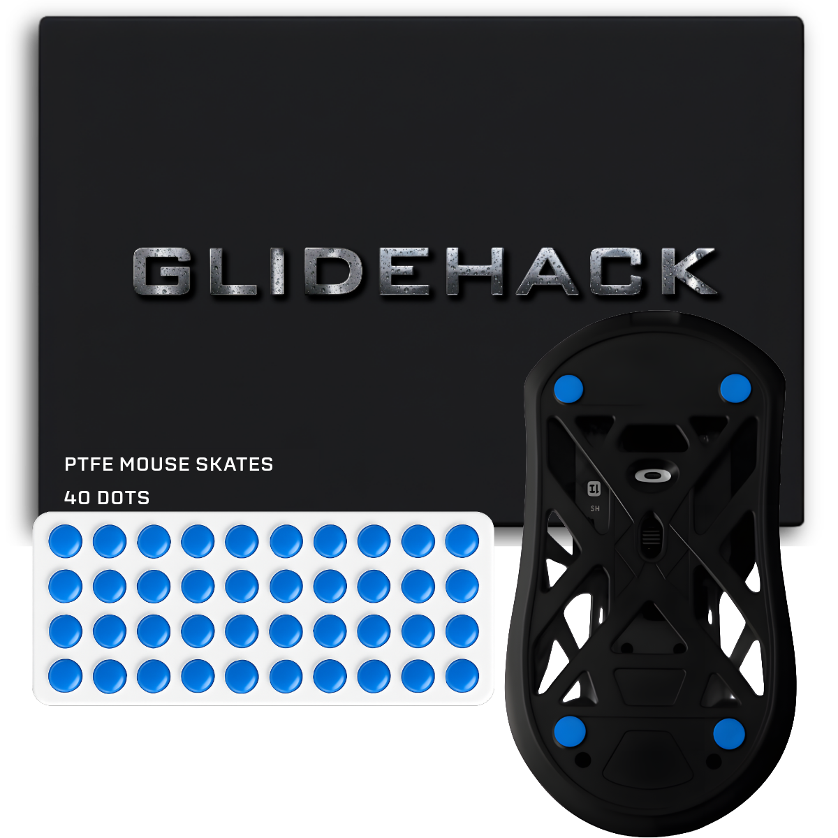GLIDEHACK™ Mouse Skates | 40 Dots — Blue | PTFE
