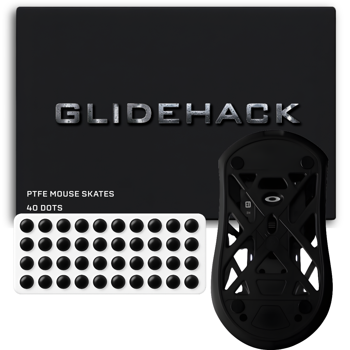 GLIDEHACK™ Mouse Skates | 40 Dots — Black | PTFE