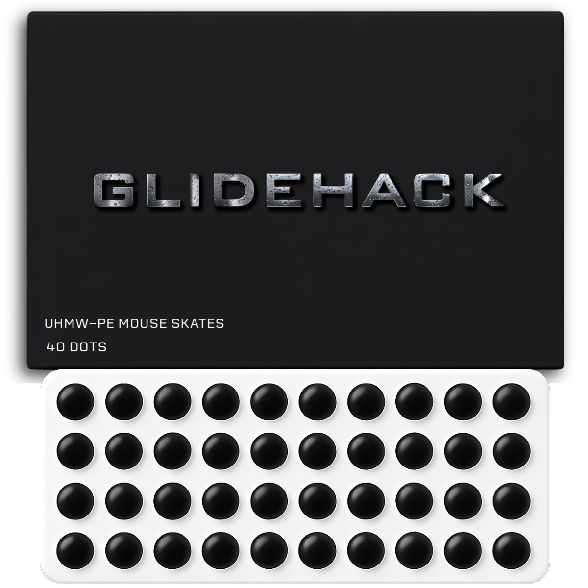 GLIDEHACK™ Mouse Skates | 40 Dots — Black | UHMW - PE