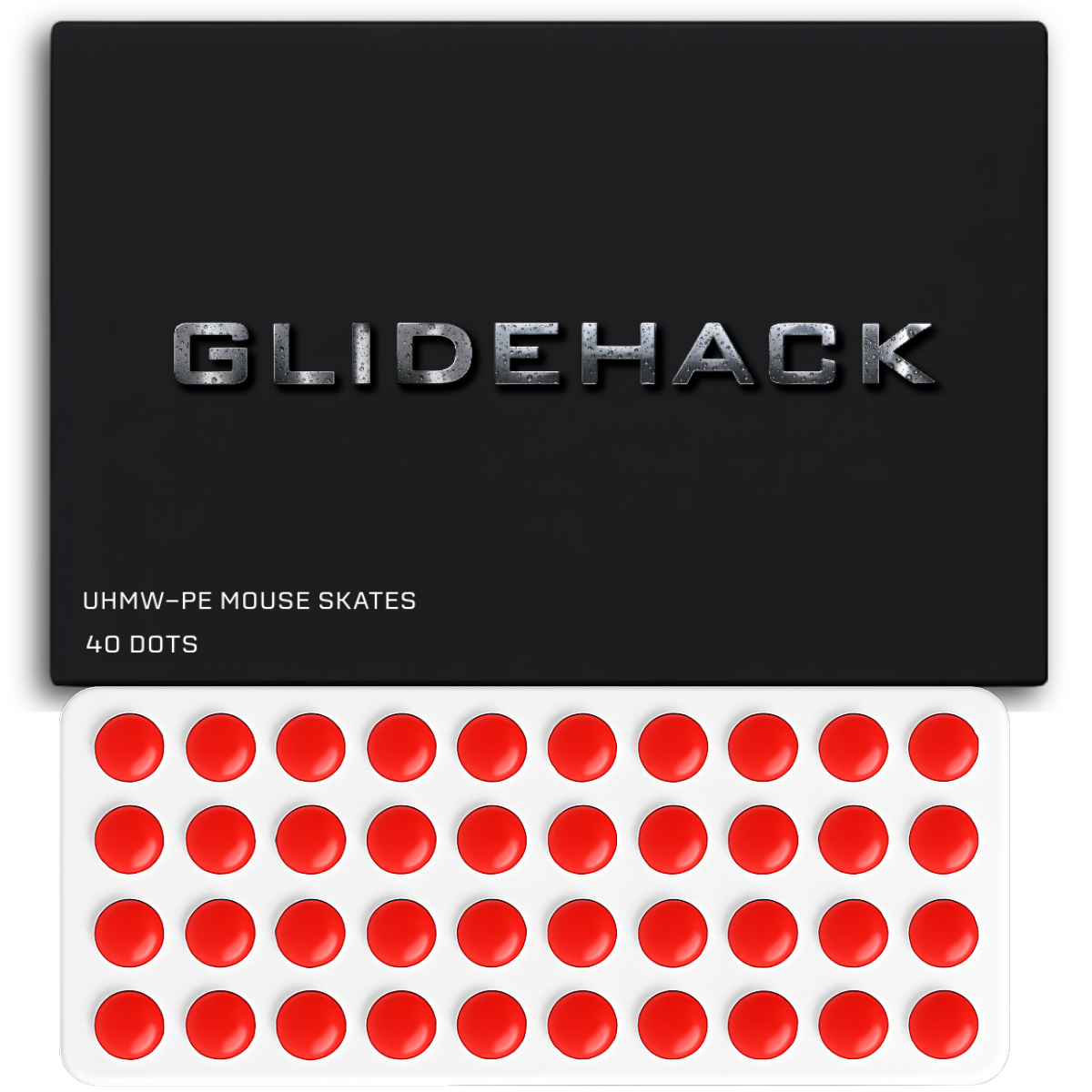 GLIDEHACK™ Mouse Skates | 40 Dots — Red | UHMW - PE