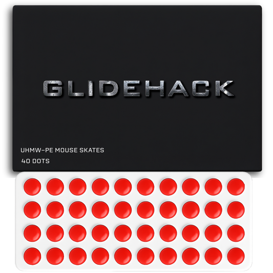 GLIDEHACK™ Mouse Skates | 40 Dots — Red | UHMW - PE