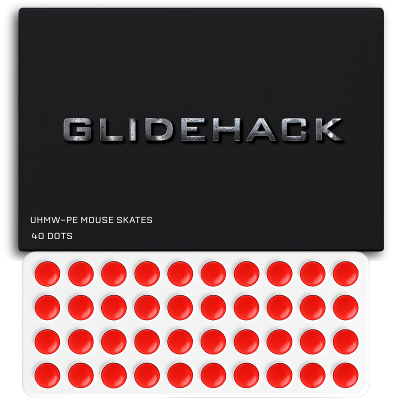 GLIDEHACK™ Mouse Skates | 40 Dots — Red | UHMW - PE
