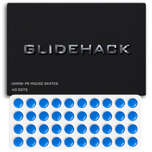 GLIDEHACK™  Mouse Skates | 40 Dots — Blue | UHMW - PE