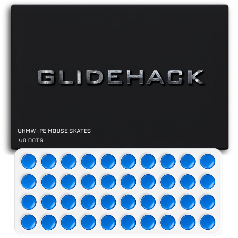 GLIDEHACK™  Mouse Skates | 40 Dots — Blue | UHMW - PE