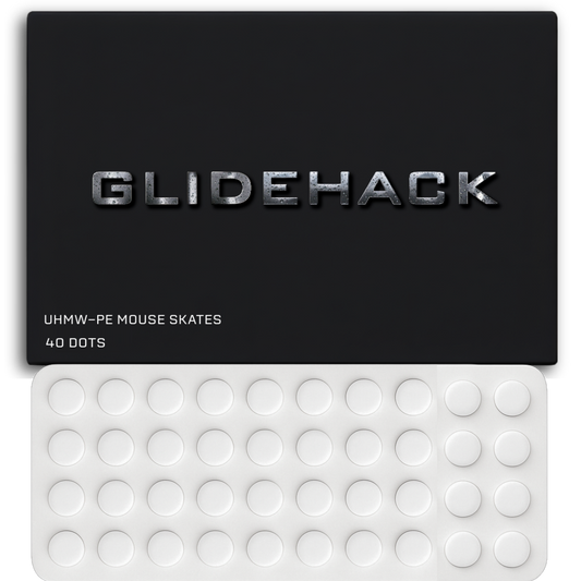 GLIDEHACK™  Mouse Skates | 40 Dots — White | UHMW - PE